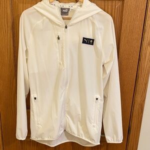 Puma Cream /White Hooded Windbreaker Full Zip Women’s Size S Activewear Athletic
